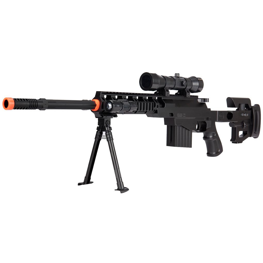 350 Fps Spring Airsoft Sniper Rifle Gun W 6mm Bb Bbs Scope Laser Light 